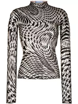 Mugler прозрачный топ Flocked Star, черный