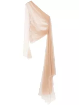 Mugler прозрачный топ с одним рукавом, нейтральный цвет