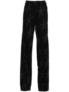 Mugler прямые джинсы с принтом, черный