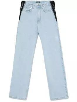 Mugler прямые джинсы со шнуровкой, синий