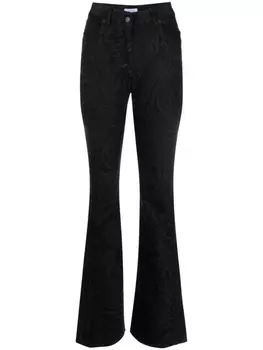 Mugler расклешенные джинсы с абстрактным принтом, черный