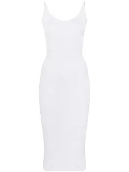 Mugler ребристое платье-миди, белый