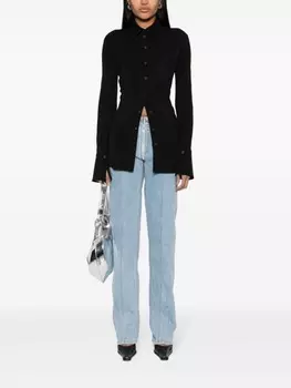 Mugler рубашка с длинными рукавами, черный