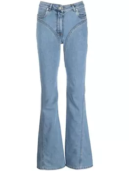 Mugler seam-detail flared jeans, синий