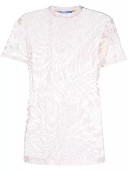 Mugler сетчатая футболка с принтом, нейтральный цвет