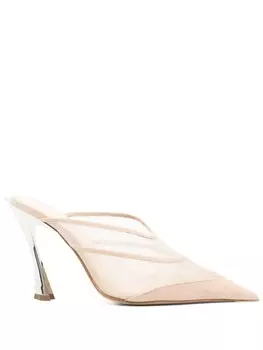 Mugler сетчатые мюли, нейтральный цвет