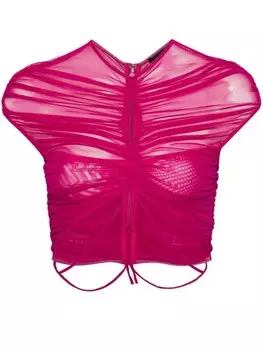 Mugler сетчатый укороченный топ, фиолетовый