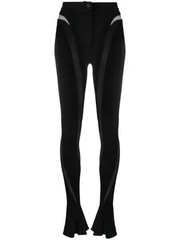 Mugler sheer-panelled leggings, черный