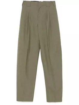 Mugler широкие брюки со складками, зеленый