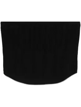 Mugler топ с декором в рубчик, черный