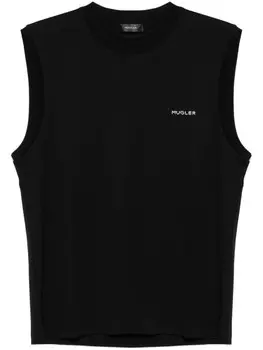 Mugler топ с логотипом, черный