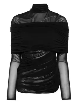 Mugler топ со сборками, черный