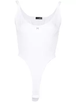 Mugler трикотажное боди с логотипом, белый