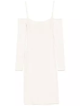 Mugler трикотажное платье миди, нейтральный цвет