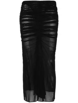 Mugler юбка миди со сборками, черный