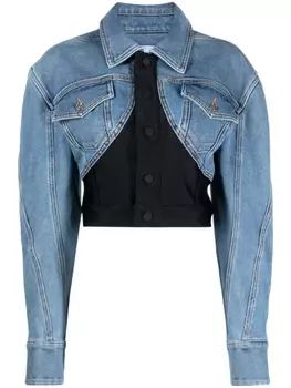Mugler укороченная джинсовая куртка, синий