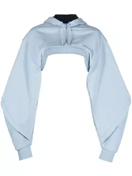 Mugler укороченное флисовое худи, синий