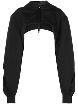 Mugler укороченное худи с объемными рукавами, черный