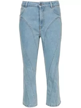 Mugler укороченные джинсы с завышенной талией, синий