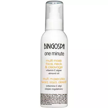 Мультимаска для лица, шеи, декольте с витамином С, водорослями и миндальным маслом, 150 г Bingospa One minute