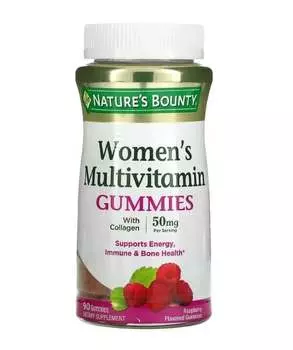 Мультивитаминные жевательные конфеты для женщин, малина, 25 мг, 90 жевательных конфет, Nature's Bounty