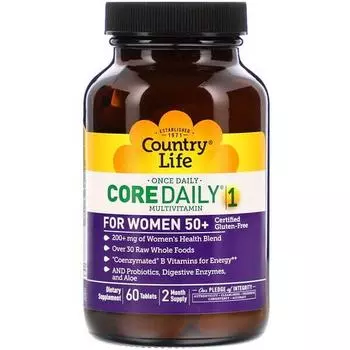 Мультивитамины Core Daily-1 для женщин старше 50 лет, Country Life, 60 таблеток