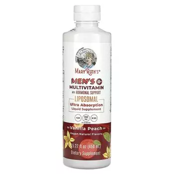 Мультивитамины для мужчин старше 40 лет с гормональной поддержкой, ваниль-персик, 15,22 жидких унции (450 мл) Maryruth'S