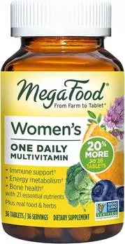 Мультивитамины для женщин MegaFood One Daily Immune Support Bone Health Vegetarian, 36 таблеток