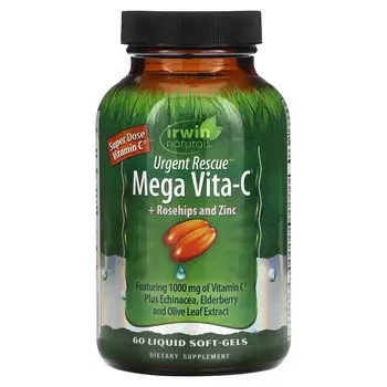 Мультивитамины Irwin Naturals Urgent Rescue Mega Vita-C шиповник и цинк, 60 капсул