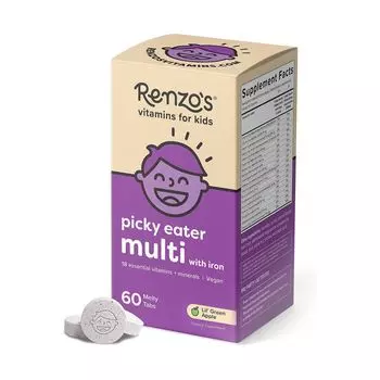 Мультивитамины Renzo's Picky Eater Kids With Iron Apple Flavored, 60 жевательных таблеток