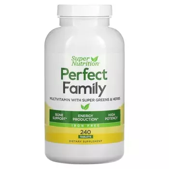 Мультивитамины Super Nutrition Perfect Family с травами без железа, 240 таблеток