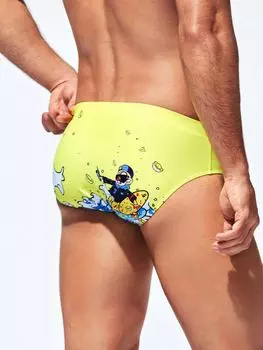 Мультяшные изображения мужских плавок Manfinity Swimmode, желтый