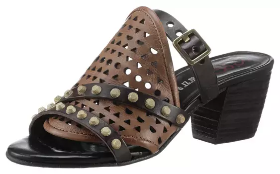 Мюли A.S.98 "ALIS", летняя обувь, тапочки с крутыми вырезами и заклепками, коричневый