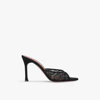 Мюли Alexa на каблуке с сетчатым кружевом Amina Muaddi, черный