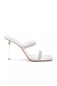 Мюли Amina Muaddi Rih Mirror, цвет Silver & White Crystal Mesh