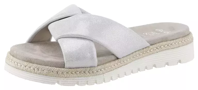 Мюли Ara "JAMAIKA", на платформе, тапочки, слипоны, летняя обувь удобной ширины G, серебристый
