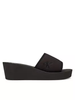 Мюли Beach Wedge Slide Canvas Yw0Yw01725 Calvin Klein Jeans, черный