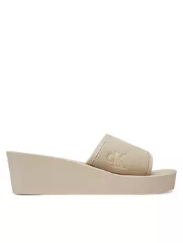 Мюли Beach Wedge Slide Canvas Yw0Yw01725 Calvin Klein Jeans, бежевый