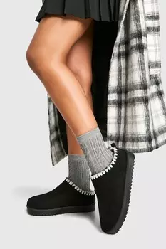 Мюли Boohoo с контрастной строчкой, черный