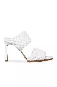 Мюли Bottega Veneta Lido Leather Woven Sandals, цвет Optic White