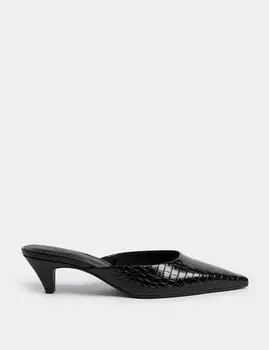 Мюли Croc Kitten Heel Marks & Spencer, черный