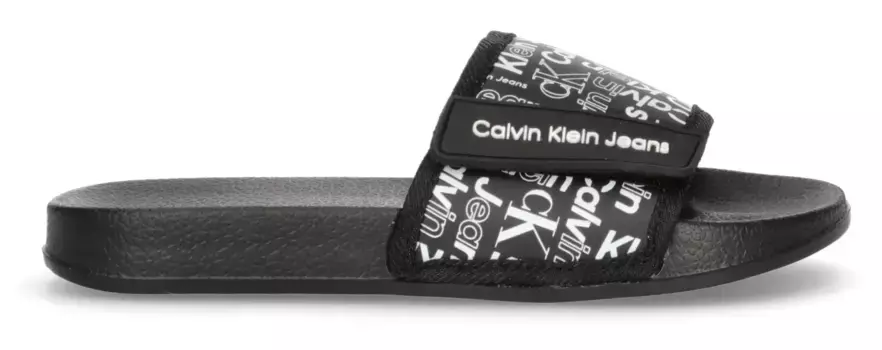 Мюли для купания Calvin Klein Jeans "AOP POOL SLIDE", летняя обувь, тапочки, обувь для купания, шлепанцы для бассейна с надписью-логотипом, черный