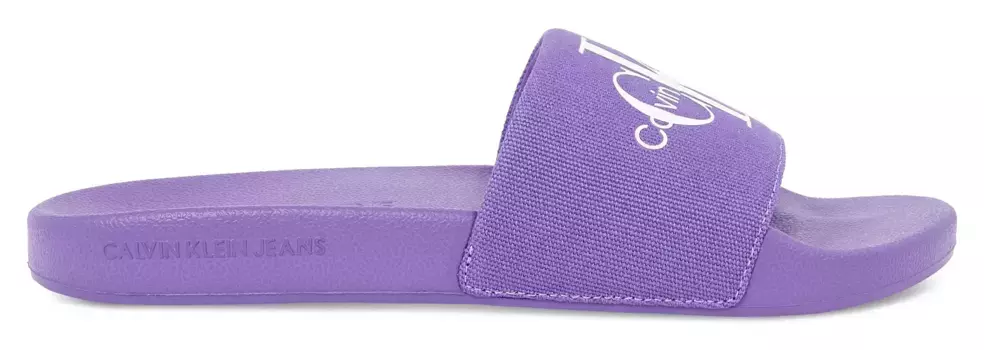 Мюли для купания Calvin Klein Jeans "FANNY SLIDE MONOGRAM", летние туфли, тапочки, купальная обувь, горки для бассейна с широкой повязкой, цвет Lavendel