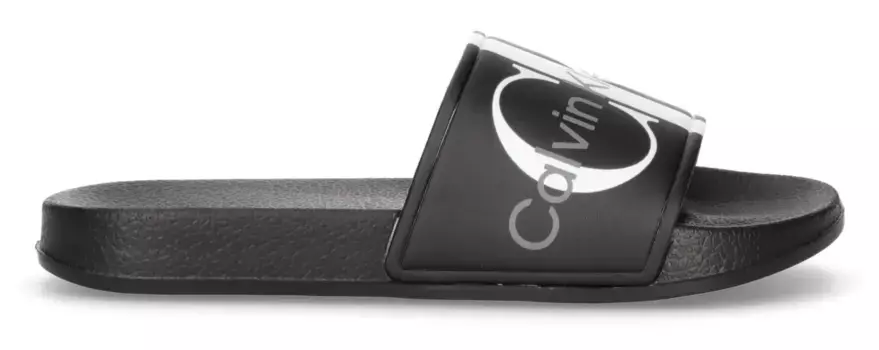Мюли для купания Calvin Klein Jeans "LOGO POOL SLIDE", летние туфли, тапочки, обувь для купания, шлепанцы для бассейна с большим логотипом, черный