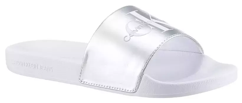 Мюли для купания Calvin Klein Jeans "SLIDE NY PEARL", горки для бассейна, летняя обувь, тапочки для пляжа и плавания, серебристый