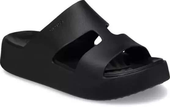 Мюли для купания Crocs "Getaway Platform H-Strap", летняя обувь, тапочки, обувь для купания, горки для бассейна, мягкая стелька, черный