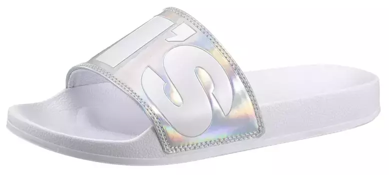 Мюли для купания Levi's "June LS", летняя обувь, тапочки, обувь для купания, шлепанцы для бассейна с надписью логотипа, серебристый