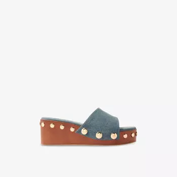 Мюли джинсовые на платформе Maje с шипами, синий