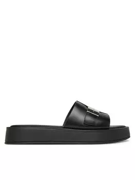 Мюли Flatform Slide W/Ck Hw - Lth HW0HW02368 Calvin Klein, черный