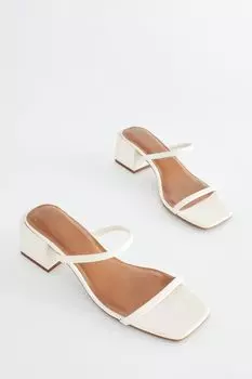 Мюли Forever Comfort на блочном каблуке с двумя ремешками Next, белый